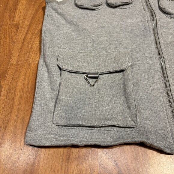 Maniere De Voir Gray Vest Jacket Military Designer Style Full Zip Size M Sweater - Picture 3 of 8